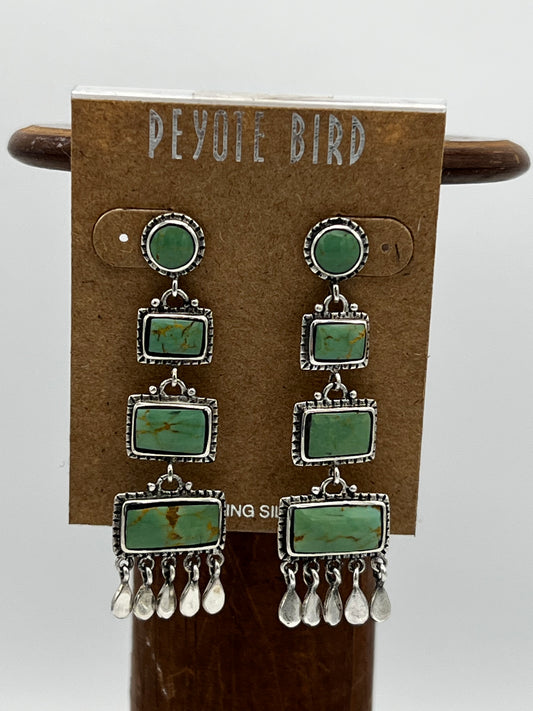 Four stone Gaspeite dangle Earrings