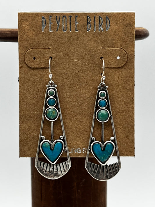 Turquoise Dangle Heart Earrings