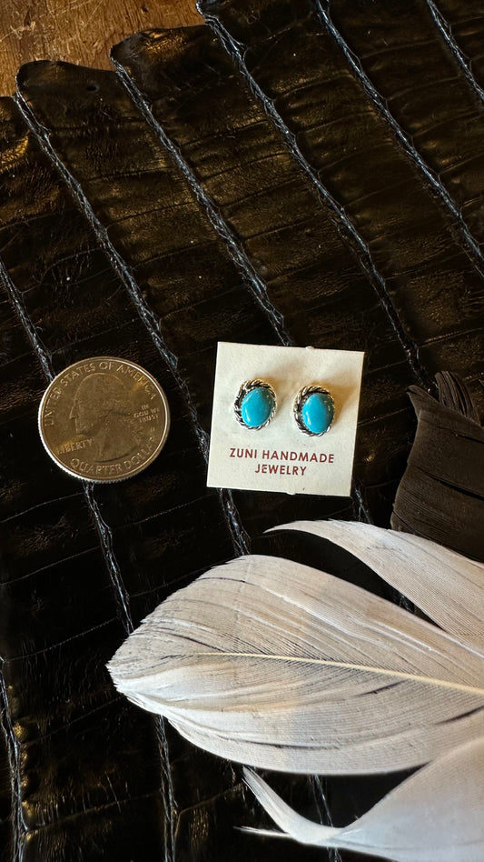 Studs- Zuni Turquoise Oval Earrings