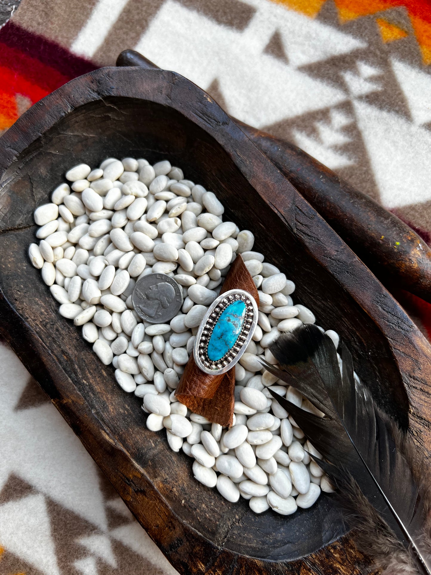 Adjustable Oval Single Stone Turquoise Ring