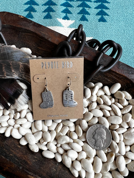 Sterling Silver Boot Dangle Earrings