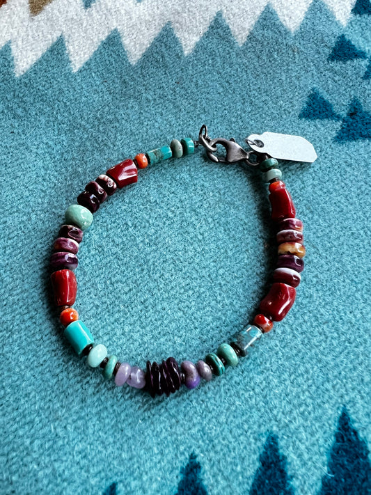 Hand Beaded Bracelet with assorted Stones