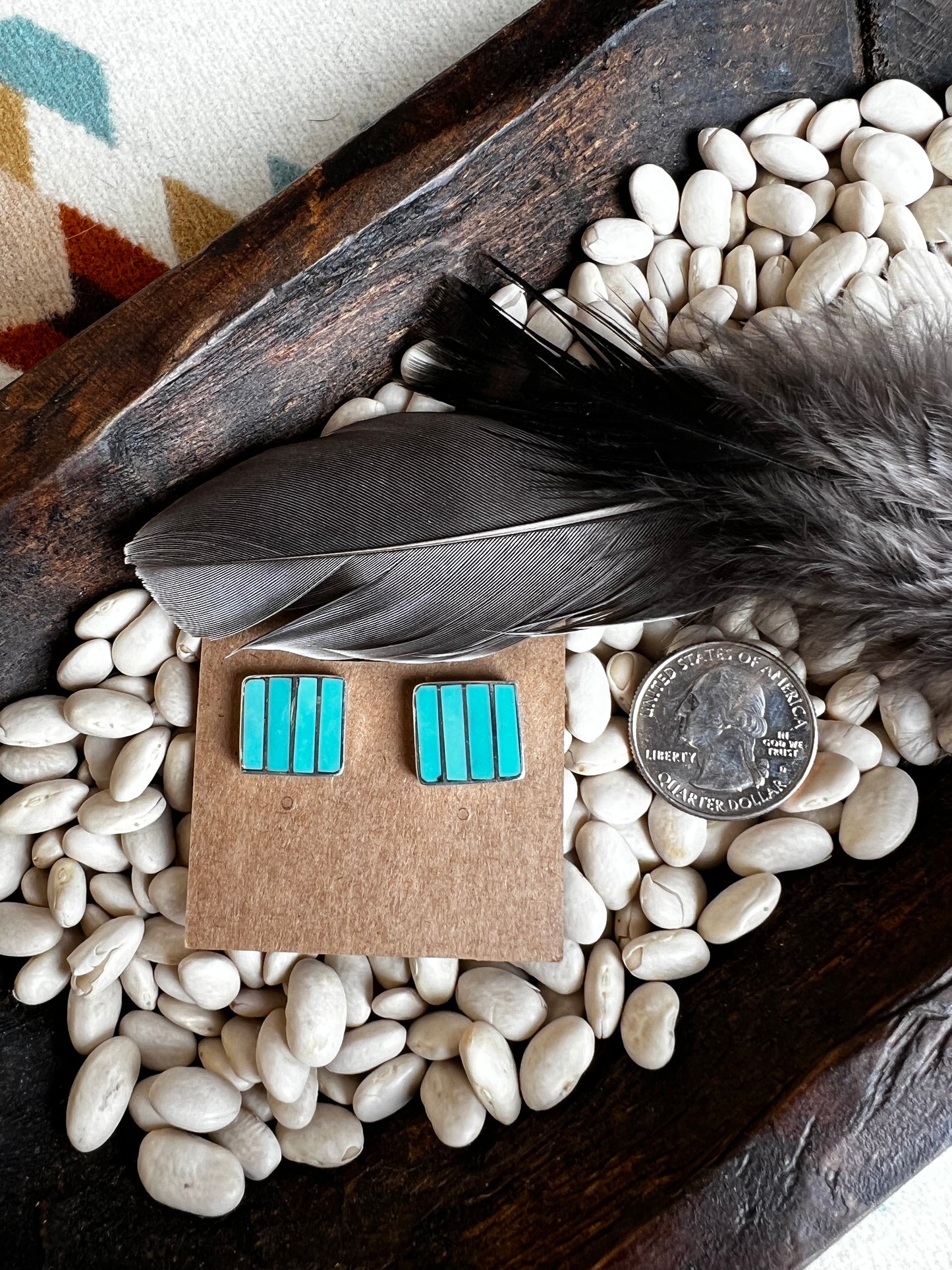 Turquoise Inlay Stud Earrings