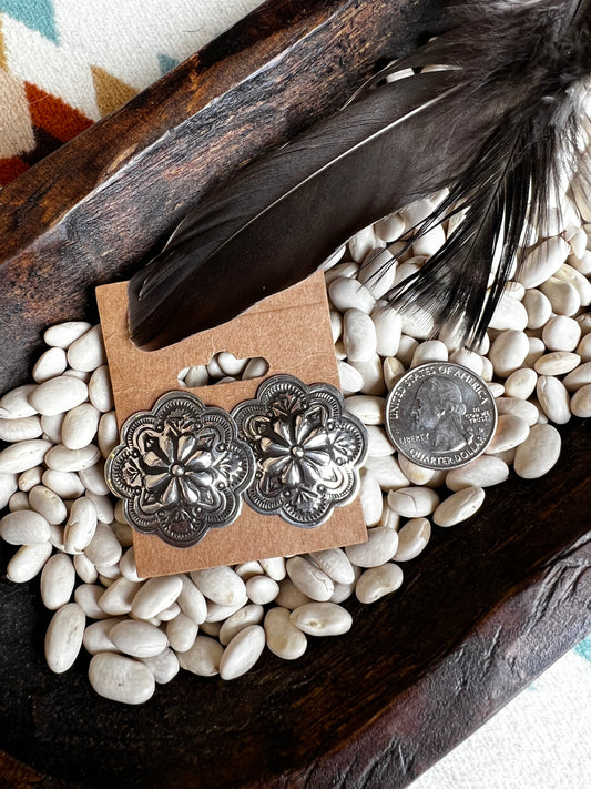 Sterling Silver Concho Stud Earring