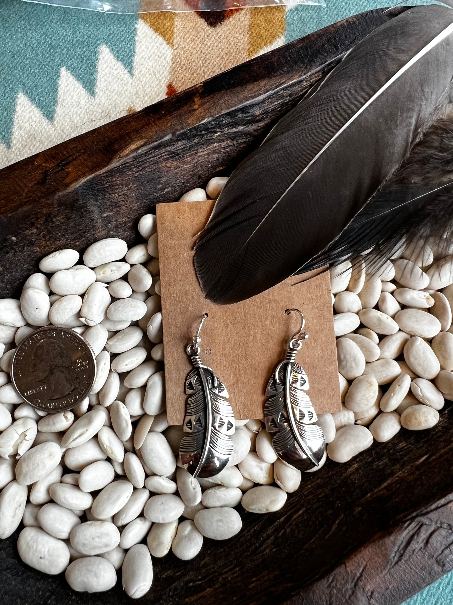 Raymond Coriz Sterling Silver Feather Earrings