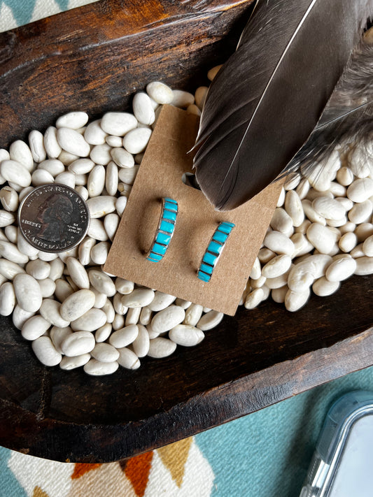 Small Turquoise Inlay Hoop Earrings