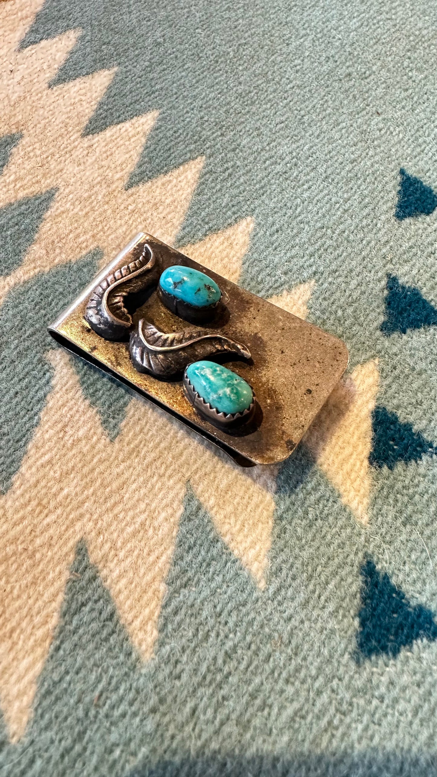 2 stone Turquoise Money Clip