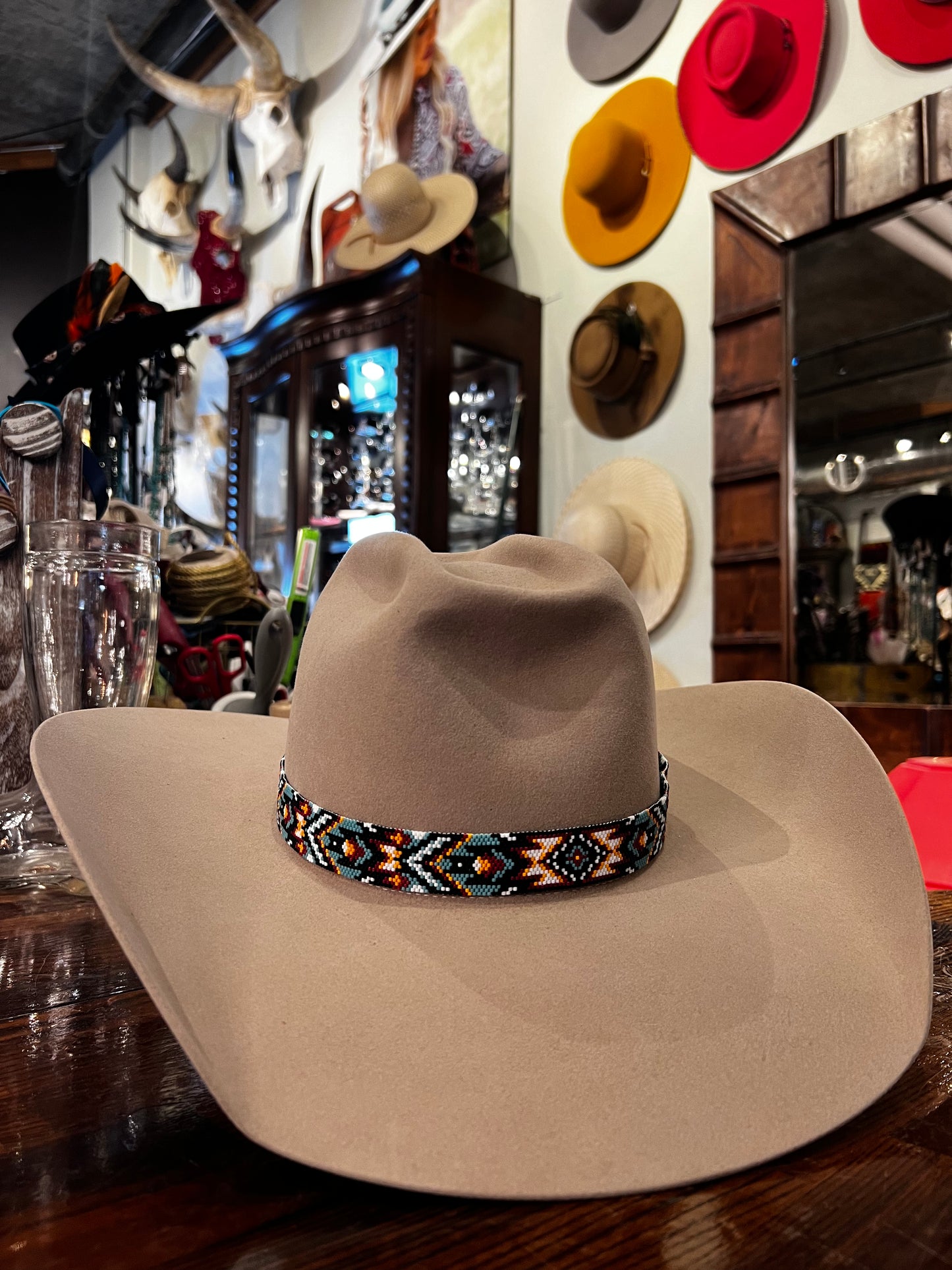 Hand Beaded Hat Band - Thunder Bird