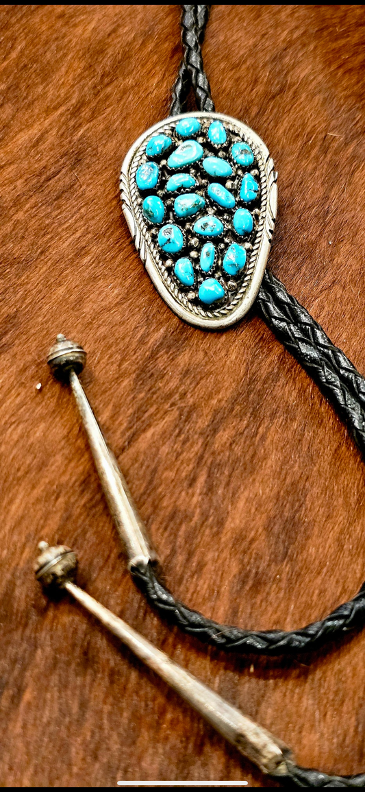 Bolo- Vintage Navajo Sleeping Beauty Turquoise