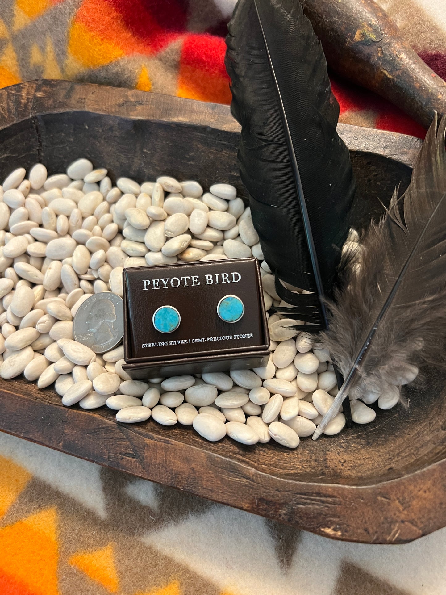 Peyote Bird Sterling and Turquoise Studs- Multiple Styles Available