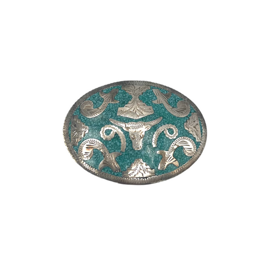 Vintage Crushed Turquoise Belt Buckle