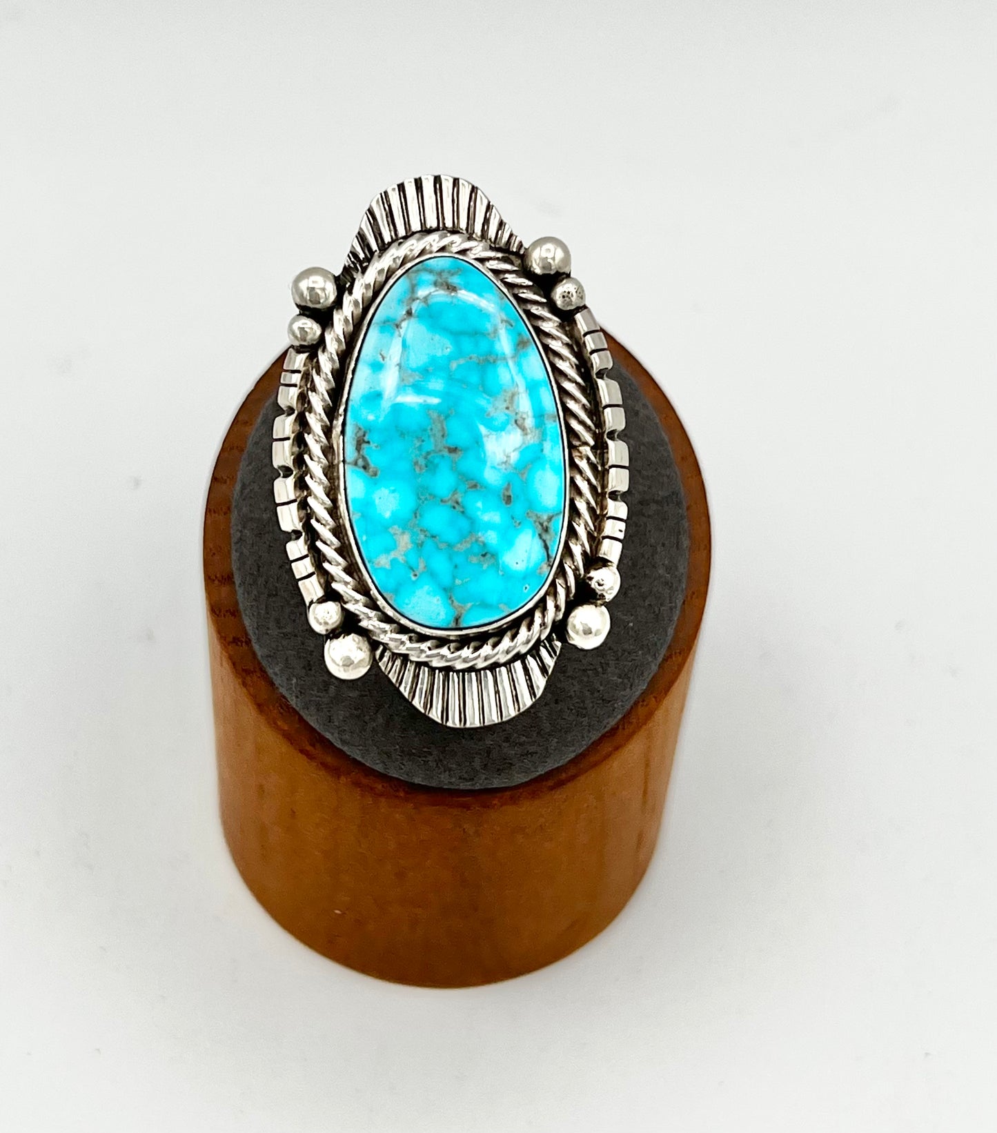 Ring- Navajo Made Kingman Turquoise, Sterling