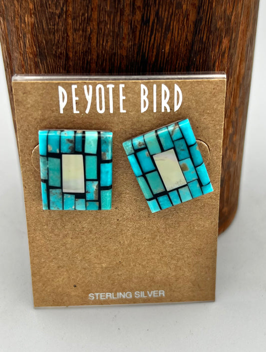 Earrings- Charlene Reano Santa Domingo Inlayed Turquoise