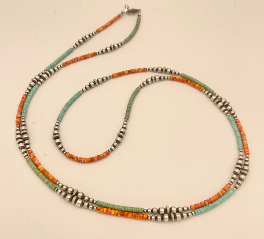 Necklace- Desert Pearl, Turquoise, Spiny Oyster beads