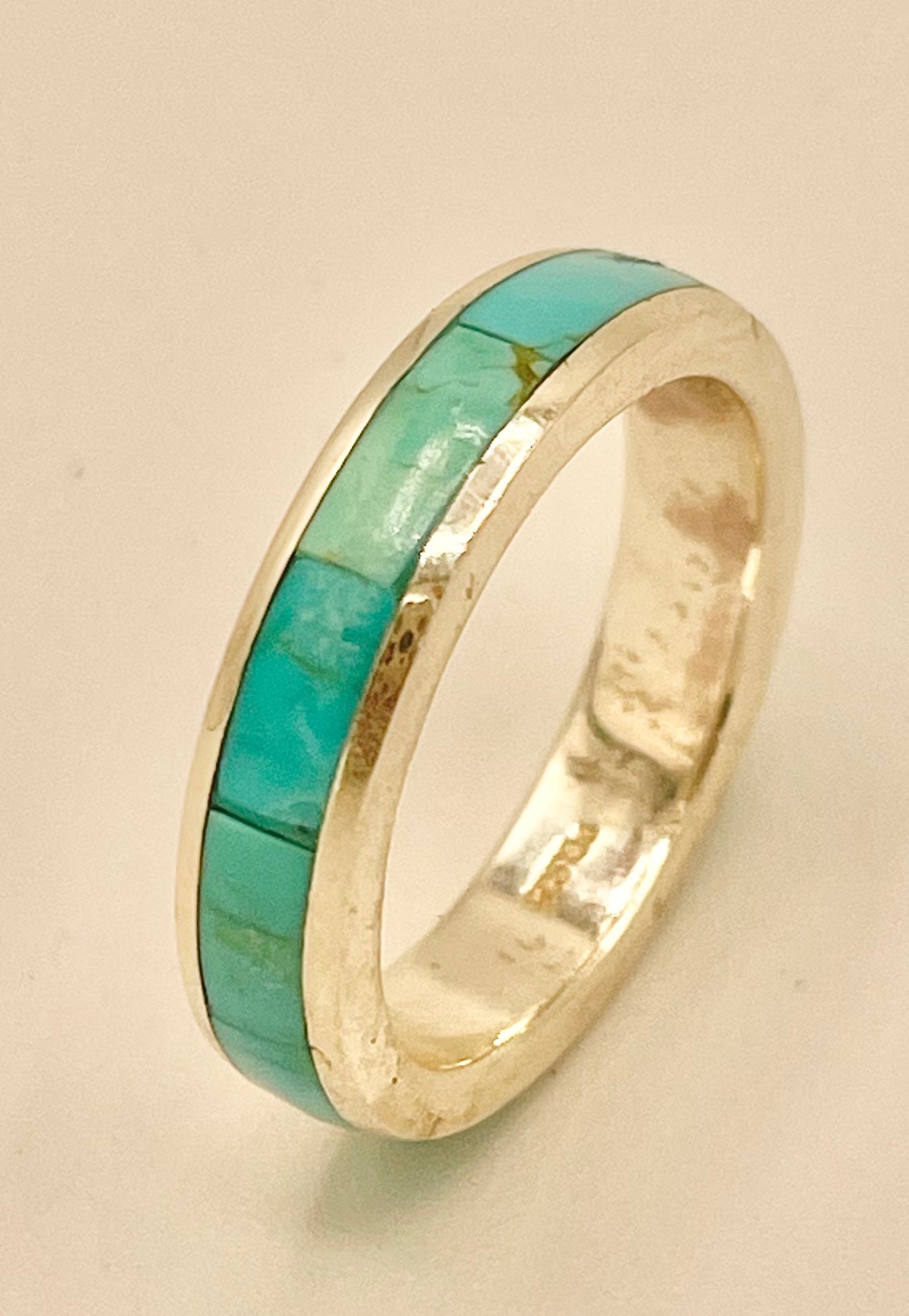 Ring- Narrow Turquoise Inlayed Band size 9