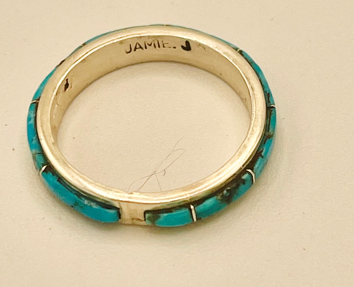 Ring- Turquoise Inlayed Sterling Band size 9