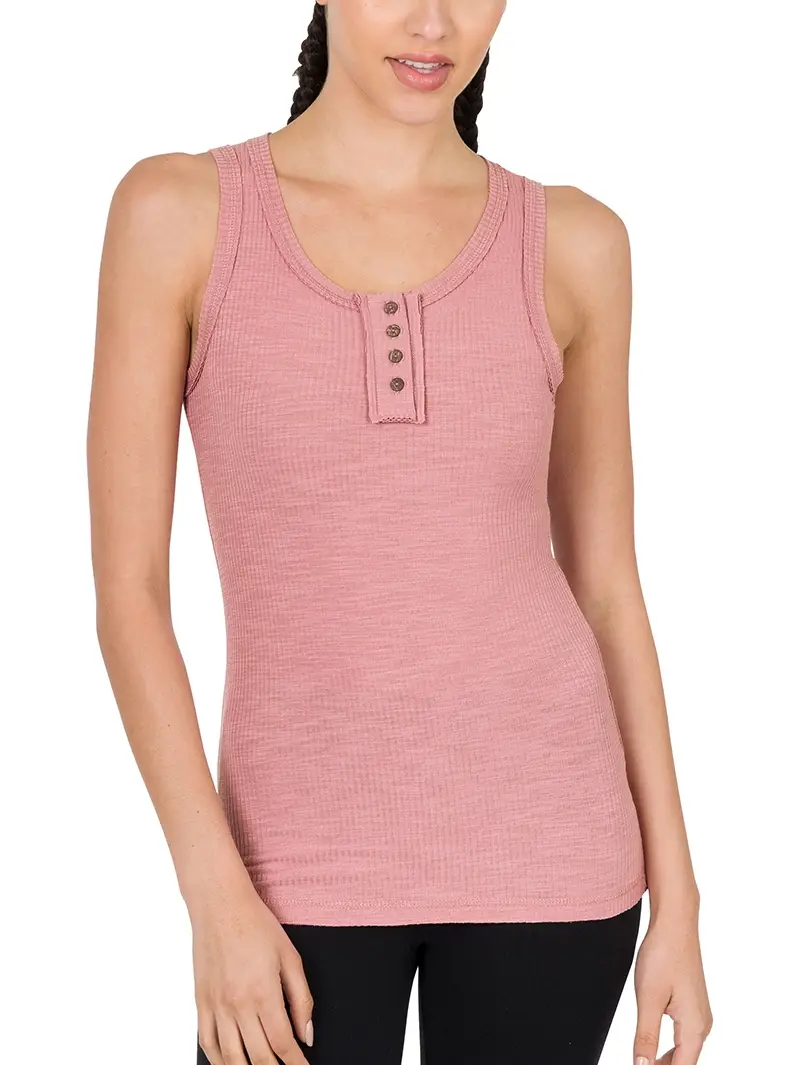 Ribbed Tank Top With Buttons